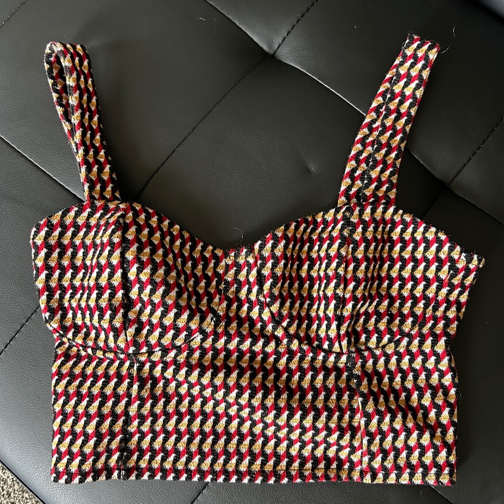 Patterned cinched balconette corset top